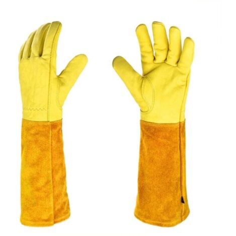 Gants de jardinage jaunes (grand modèle) pour hommes et femmes, gants d'élagage roses, gants de protection pour les longs travaux de jardinage.