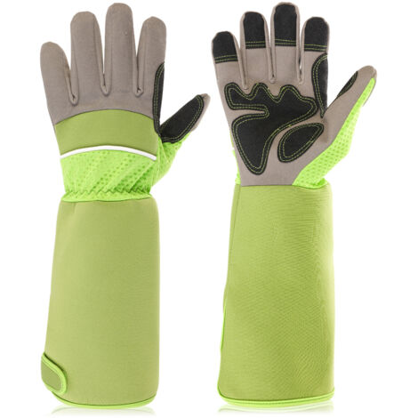 Gants De Jardinage Manches Longues Protection du Poignet Travail De Jardin élagage Rose Jardinier Gants De Protection Unisexe Une Paire (verte)