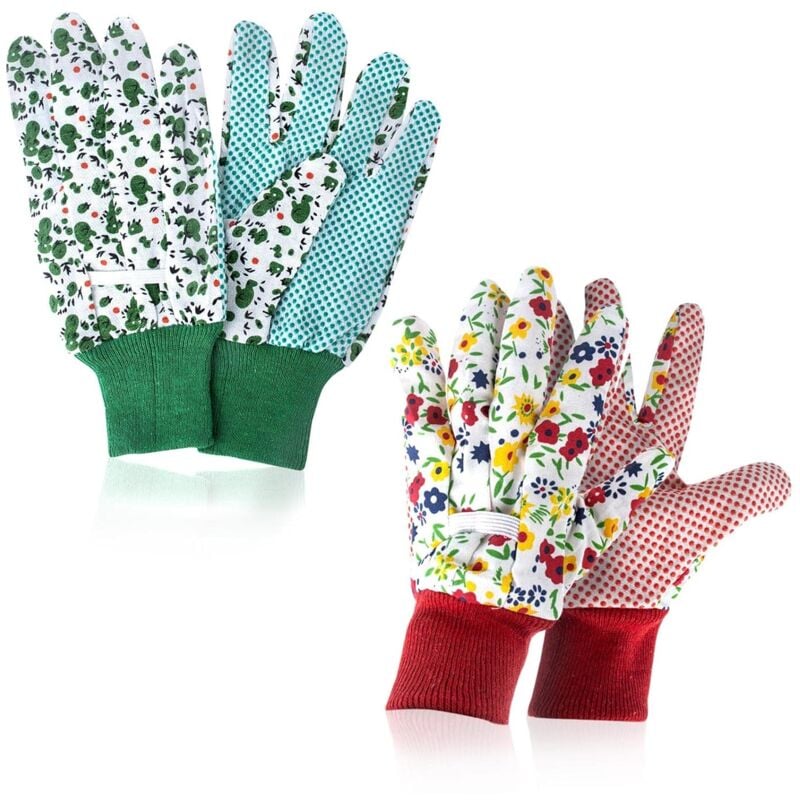 Gants de jardinage pour femmes deux paires de gants de jardinage joliment imprimés gants antidérapants pour la plantation de jardin, la taille ou les