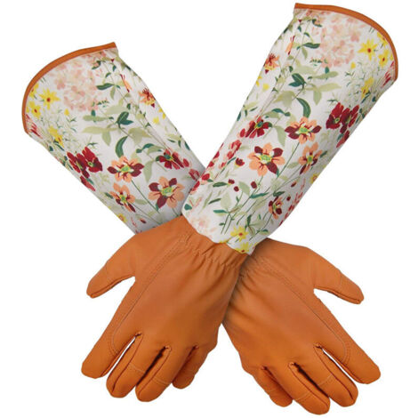 Gants de jardinage pour femmes – résistants aux épines avec protection longue des avant-bras, en cuir synthétique renforcé, taille unique