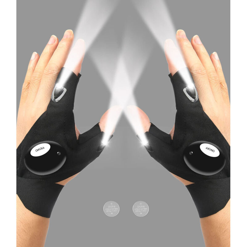 Mowze - Gants de lampe de poche led, cadeaux de fête des pères pour papa, homme, femme, petit ami, mari, lumières mains libres pour camping, pêche,