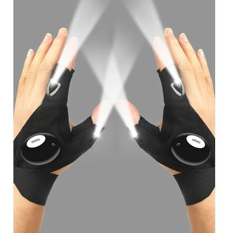 Gants de lampe de poche LED, cadeaux pour homme, lui, papa, petit ami, gadget cool, lumières mains libres pour camping, pêche, réparation, fête des pères, Noël, anniversaire, noir, 1 paire