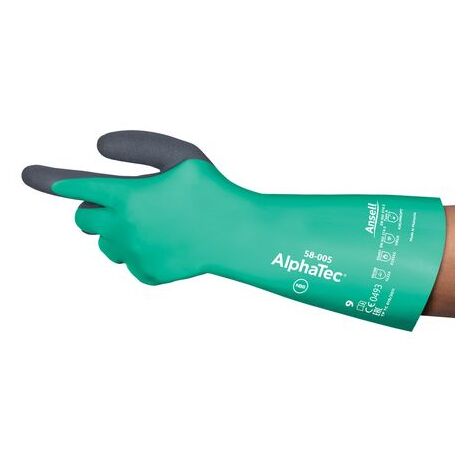 Gants de manutention Ansell 58-005 taille 12, Résiste aux produits chimiques, 1 Paire, Vert ( Prix pour 1 paire )