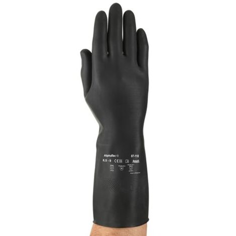 Gants de manutention Ansell AlphaTec 87-118 taille 8.5, Résiste aux produits chimiques, 1 Paire, Noir ( Prix pour 1 paire )