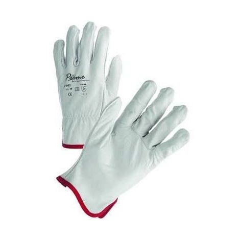 Gants de manutention cuir de vachette pleine fleur taille 8 – Résistance à l'abrasion – Élastique intérieur au poignet – Pour travaux de construction – PIP