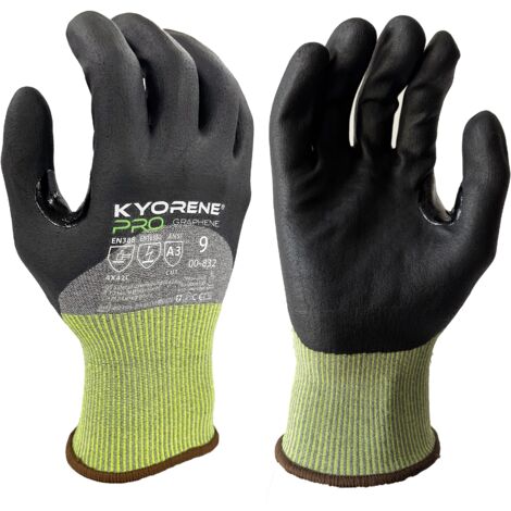 Gants de manutention KYORENE 00-832 taille 6, Résistant aux coupures, 12 Paires, Noir ( Prix pour Paquet de 12 Paires )