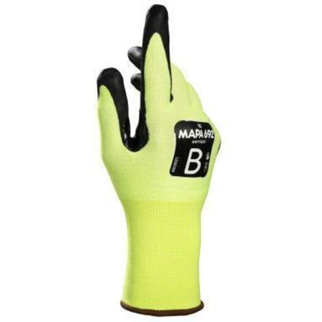 Gants de manutention Mapa KRYTECH 692 taille 10, Résistant aux coupures, 1 Paire, Jaune ( Prix pour Paquet de 12 Paires )