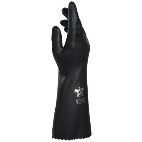 Gants de manutention Mapa ULTRANEO 340 taille 7, Résiste aux produits chimiques, 1 Paire, Noir ( Prix pour Paquet de 5 Paires )