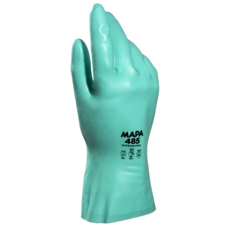 Gants de manutention Mapa ULTRANITRIL 485 taille 10, Résiste aux produits chimiques, 12 Paires, Vert ( Prix pour 12 Paires )