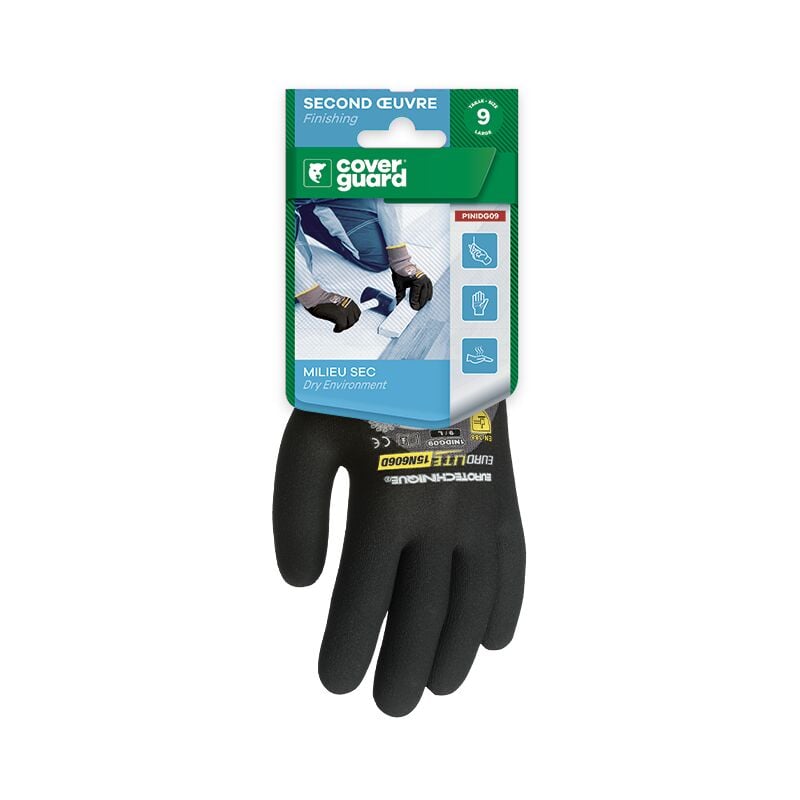 Gants Manutention EUROLITE 15N606D end nitrile paume+3/4 dos+picots Taille 8 - Lot de 5