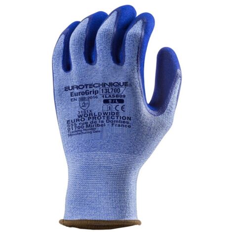 Gants de manutention précision Eurotechnique Eurogrip 13L700 (Lot de 10) Bleu 6.