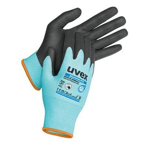 Gants de manutention Uvex Phynomic B XG taille 7, Résistant à l'abrasion, Bleu ( Prix pour 1 paire )