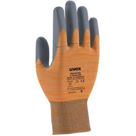 Gants de manutention Uvex Phynomic x-foam HV taille 7, Protection mécanique, 1 Paire, Orange ( Prix pour 1 paire )