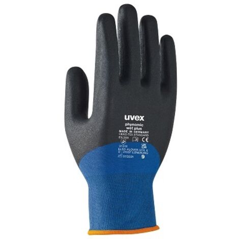 Gants de manutention Uvex taille 6, Résistance à l'abrasion, Bleu, gris ( Prix pour 1 paire )