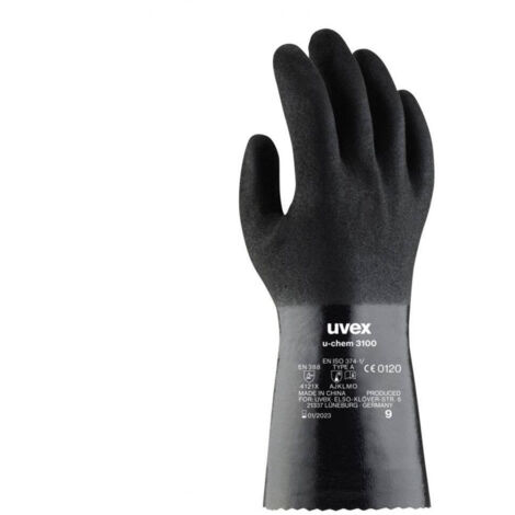 Gants de manutention Uvex taille 8, Résiste aux produits chimiques, Noir ( Prix pour 1 paire )