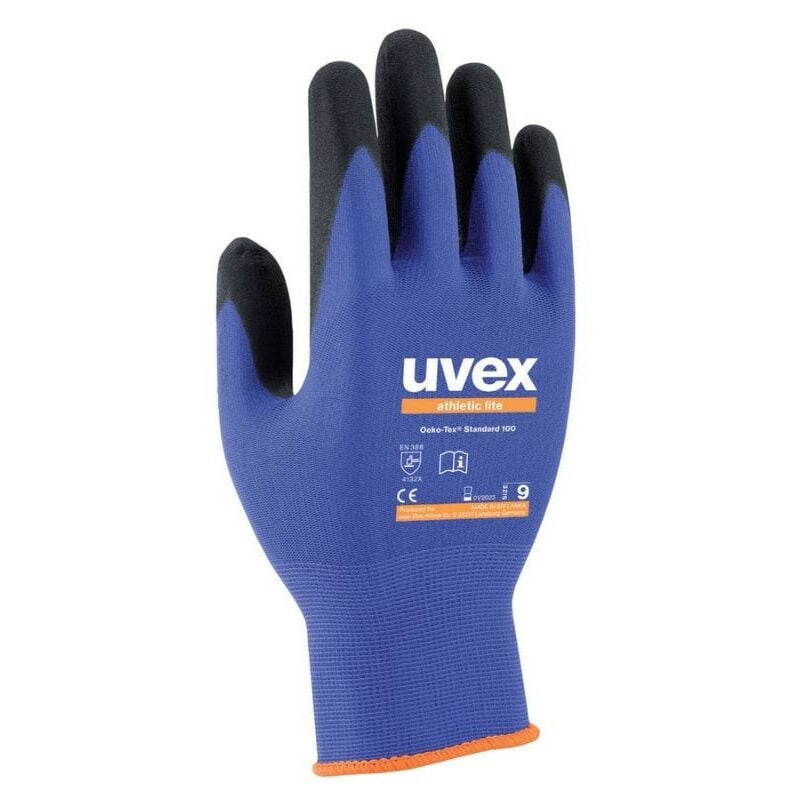 10 paires de gants de montage Athletic Lite Uvex 60027 - Bleu foncé - 9 (l)