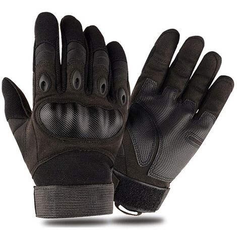 Gants de Moto en cuir artificiel pour écran tactile, équipement de protection des doigts, jointures dures, pour course, équitation, chasse, Motocross,Black,S