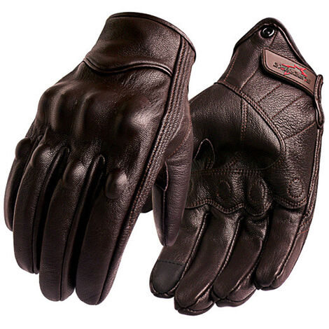 Gants de Moto en cuir marron pour hommes, pour écran tactile, pour vélo électrique, pour cyclisme, pour Motocross, Luvas,Non-perforated Brown,L