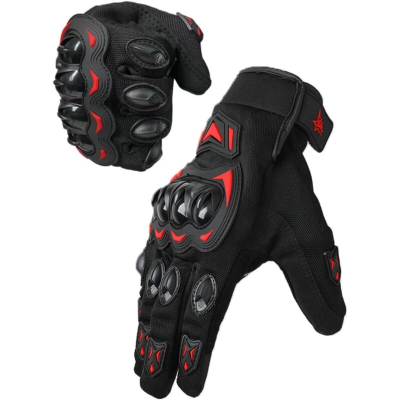 Gants de moto pour homme et femme - Respirants - Écran tactile - Gants de motocross - VTT - Pour la conduite, le cyclisme, la trottinette，L,rouge