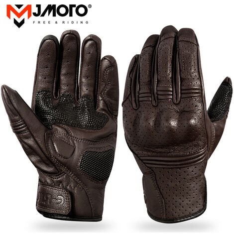 Gants de Moto rétro en cuir véritable, gants de protection imperméables, pour Motocross, gris,Brown,XL