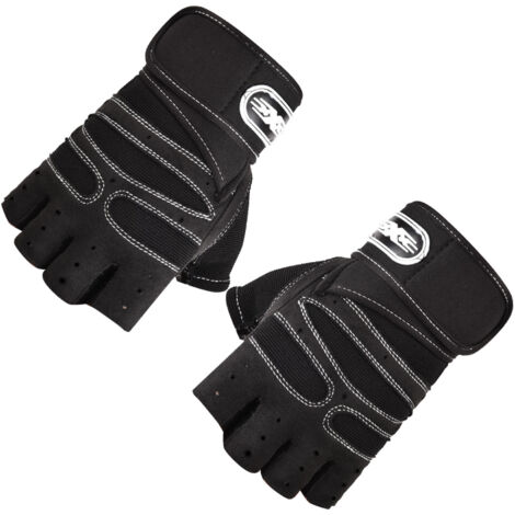 Gants de musculation demi-doigts pour homme, gants de sport, fitness, cyclisme, protection des poignets pour salle de sport en extérieur, noirs, taille M