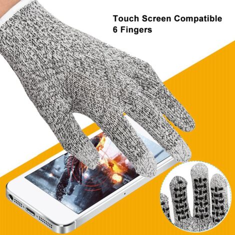 Gants de protection anti-coupures Niveau 5 en nylon antidérapants tactiles taille XL