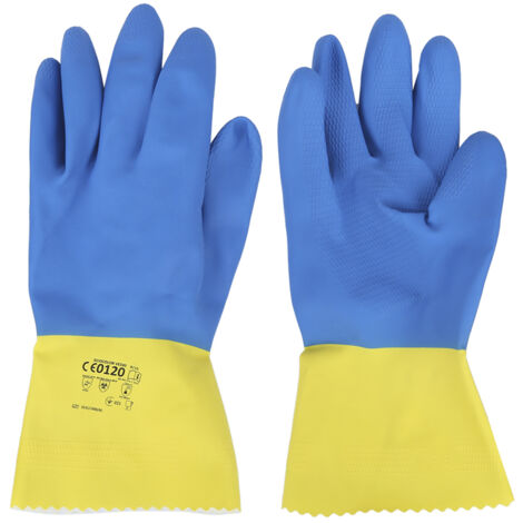 Gants de protection chimique en latex, antidérapants pour aquaculture et laboratoire, résistants acides et alcalis (Taille 9)