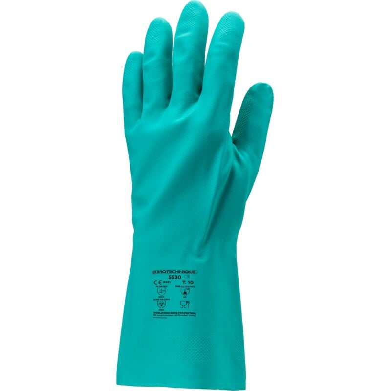 Euro Protection - Lot de 10 - Gants Nitrile plus 5500 vert - ép 0 - 46 mm Taille 7