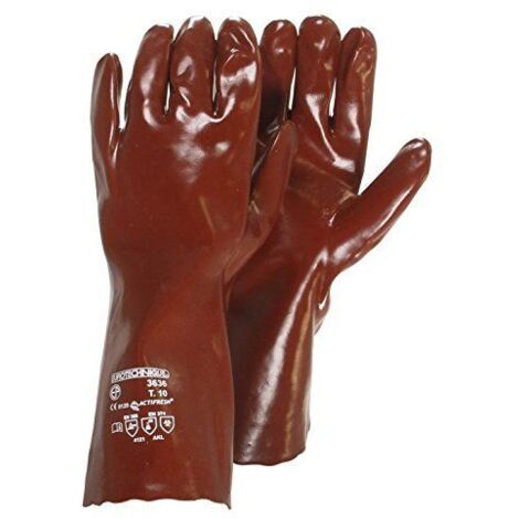 Gants de protection chimique PVC taille L – Normes EN420, EN388, EN374 – Protection contre acides et produits chimiques