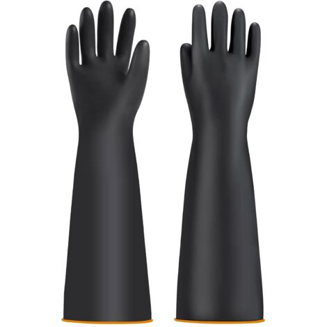 Gants de Protection Chimiques Industriels - Protection Longue et Imperméable pour Bassin - Résistants à l'Acide et aux Alcalins
