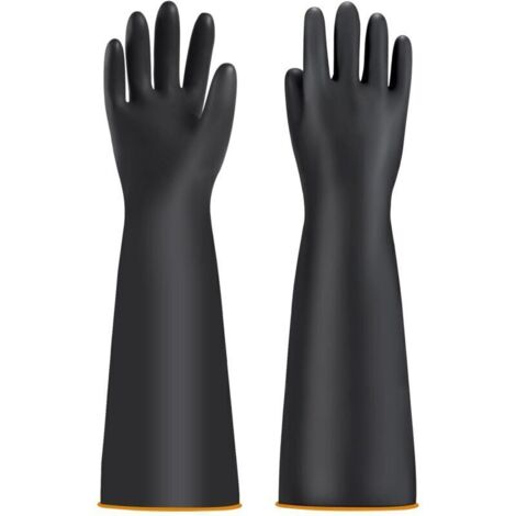 Gants de protection chimiques pour homme - Gants industriels chimiques - Gants longs imperméables - Gants de bassin - Gants de travail résistants à l'acide et aux alcalins (55,9 cm)