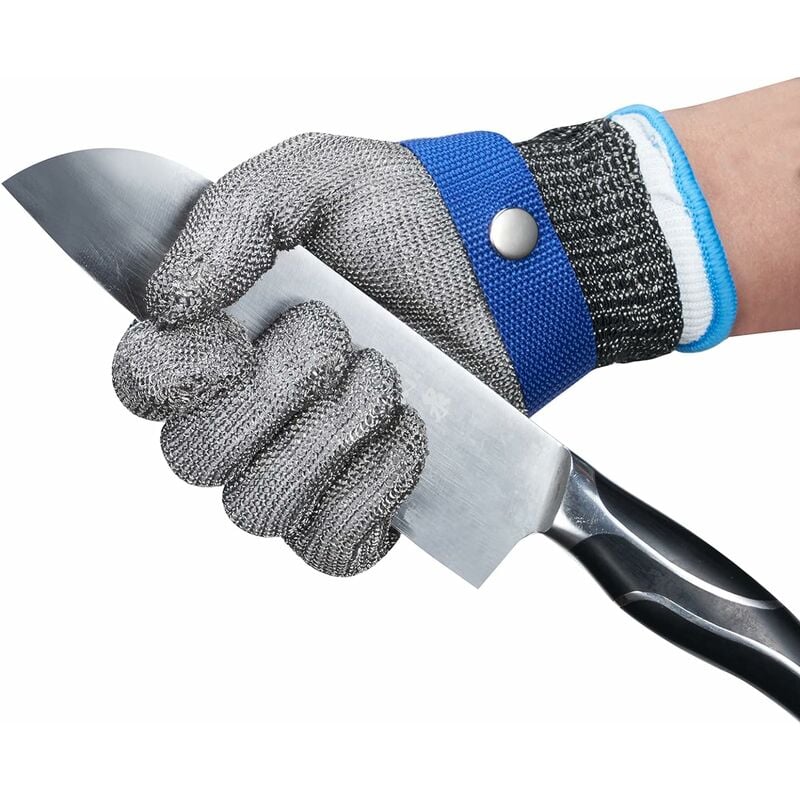 Gants de protection de sécurité en acier inoxydable maille pour couper les gants de travail d'écaillage D'huîtres GL09 M(Un gant)-Fei Yu
