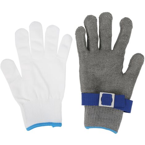 Gants de Protection en Acier Inoxydable Niveau 5 Anti-Coupure Taille XXL