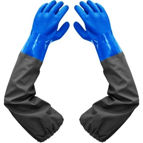 Gants de protection en caoutchouc imperméables 26 pouces – doublure floquée & poignets élastiques pour nettoyage, chimie et agriculture