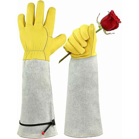 Gants de Protection Gants Rose en Cuir - Résistants aux Coups de Poignard - Poignets Ajustables, Or Jaune, 44cm