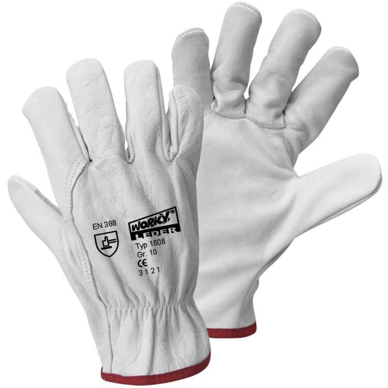 Gants de protection l+d worky 1606-9 cuir vachette en 388 risques mecaniques 3121 taille 9 (l)