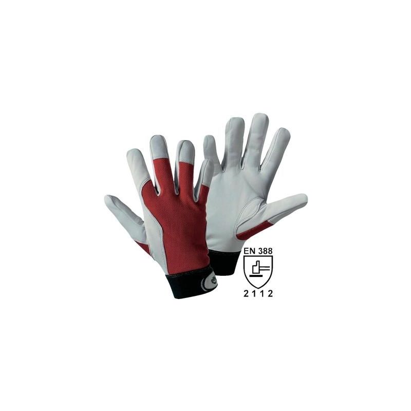 L+d Griffy - gants de protection griffy 1706 cuir souple avec revers de main en interlock rouge en 388 risques mecaniques 2112 taille