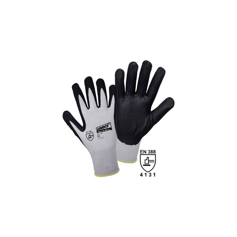 Gants de protection l+d worky 1158-7 100% nylon avec revêtement nitrile en 388 risques mecaniques 4131 taille 7 (s)