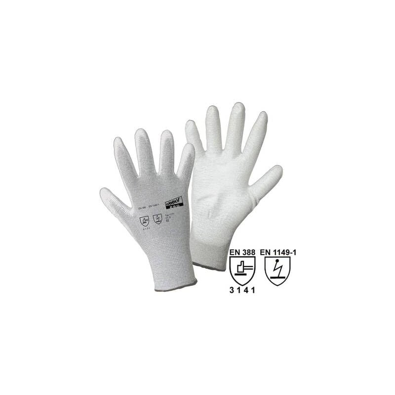 Worky - gants de protection l+d 1171-8 nylon carbone avec revêtement pu en 388 risques mecaniques 4131 + en 1149-1 taille 8 (m)