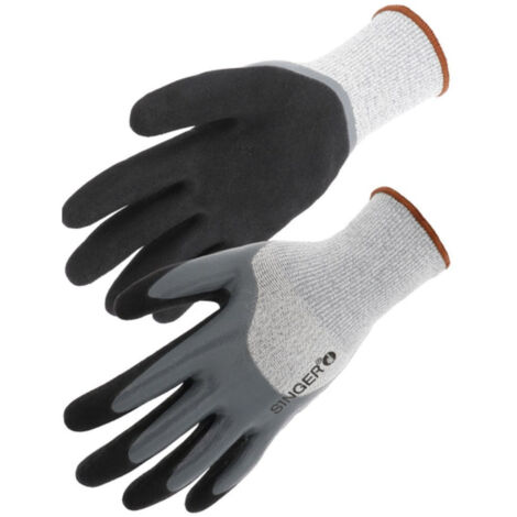 Gants de protection Singer Safety double enduction nitrile Gris Clair / Noir 8