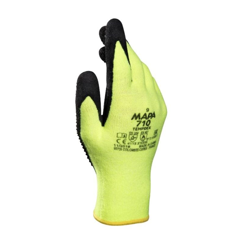 Gants de manutention Mapa tempdex 710 taille 7, Thermique, 1 Paire, Noir, jaune ( Prix pour Paquet de 10 Paires )