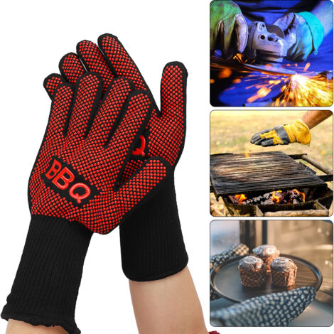 Gants de protection thermique 800°C anti-dérapants pour barbecue, four, cuisson et manutention.