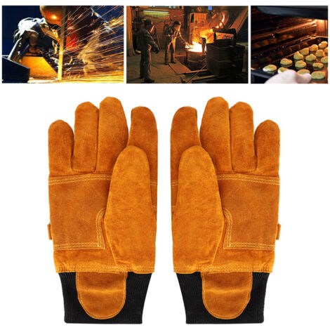 Gants de protection thermique en cuir résistant aux flammes pour travaux à haute température