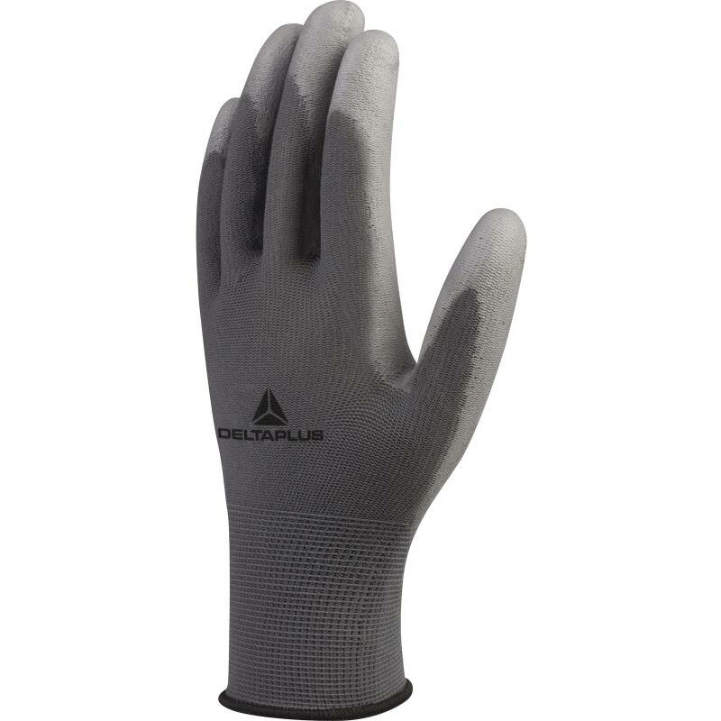 Gant tricot plyamide - gris - paume enduit PU - La paire T10