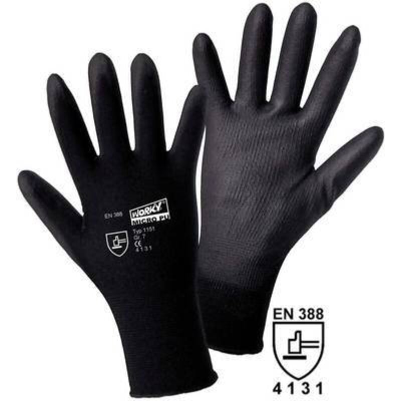 Gants de protection Worky 1151 100% en nylon avec revêtement pu en 388 taille 8 (m)