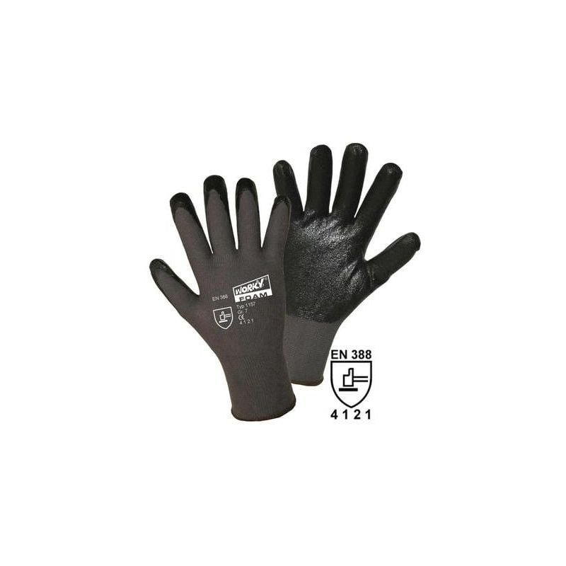 Gants de protection worky 1157 100% en nylon avec revêtement nitrile en 388 taille 10 (xl)