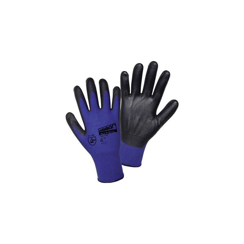 Gants De Protection L+d Worky 1165-7 100% Nylon Avec Revêtement Nitrile En 388 Risques Mecaniques 4121 Taille 7 (S)