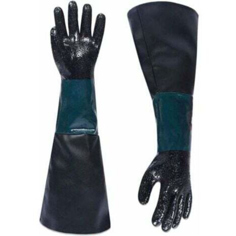 Gants de sablage en caoutchouc Longueur : 60cm abrasif Gants pour salle de sablage Gants de travail pour machine de sablage