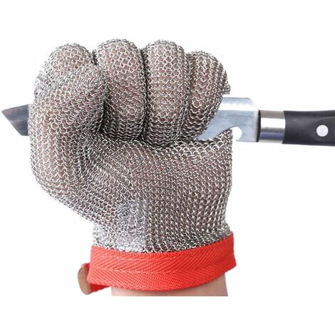 Gants de sécurité résistants de coupure de maille de gants d'acier inoxydable pour couper le travail de tranchage GL08 M(1 pièce)