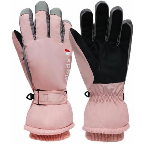 Gants de Ski Gants de Neige Chauds Gants d'Hiver Snowboard Gants Chauffants Randonnée Cyclisme Rose Pâle